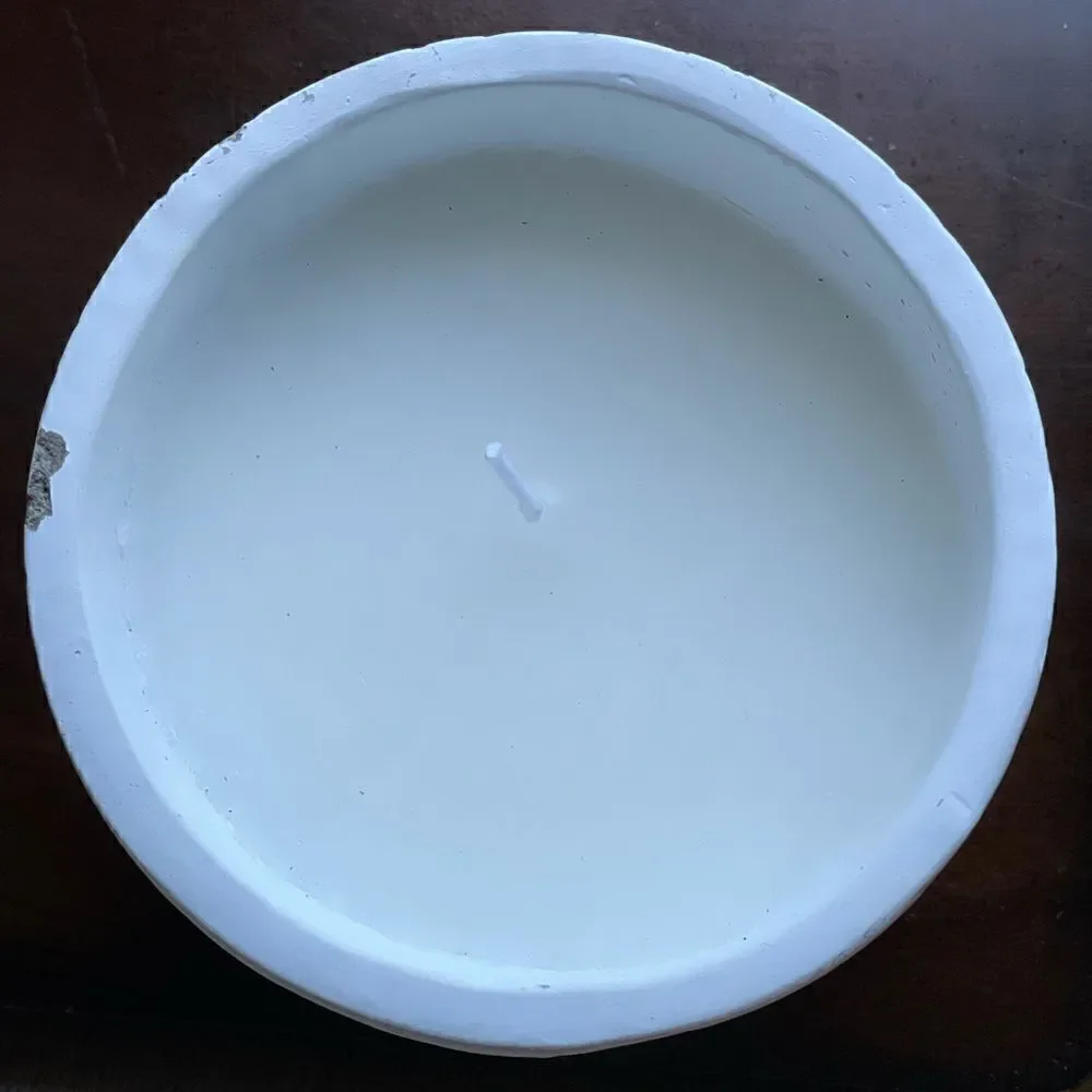 Ceramic Candle with Etched Angular Designs Throughout (Very Large Candle!)
